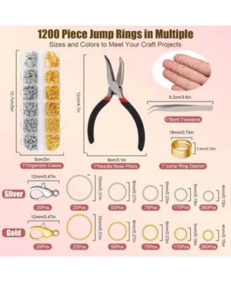 1200pcs Jump Rings Necklace Repair Kit Tools Pliers Tweezers Lobster Clasps Crafts Key Chains