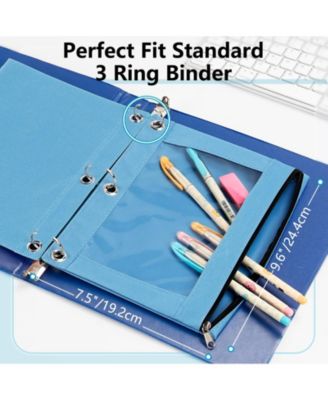 6 Pack Pencil Pouches 3 Ring Binder Zipper Clear Top Bag Grommets