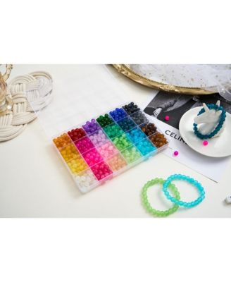 Glass Beads for Bracelets DIY Crafts 2 Pack 1300pcs 48 Colors Round Crystal Beginners Kit