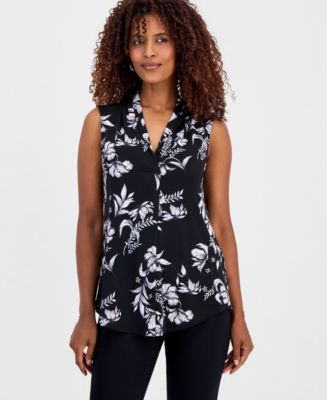 JM Collection Women's Printed 3/4 Sleeve V-Neck Knit Top, Macy's