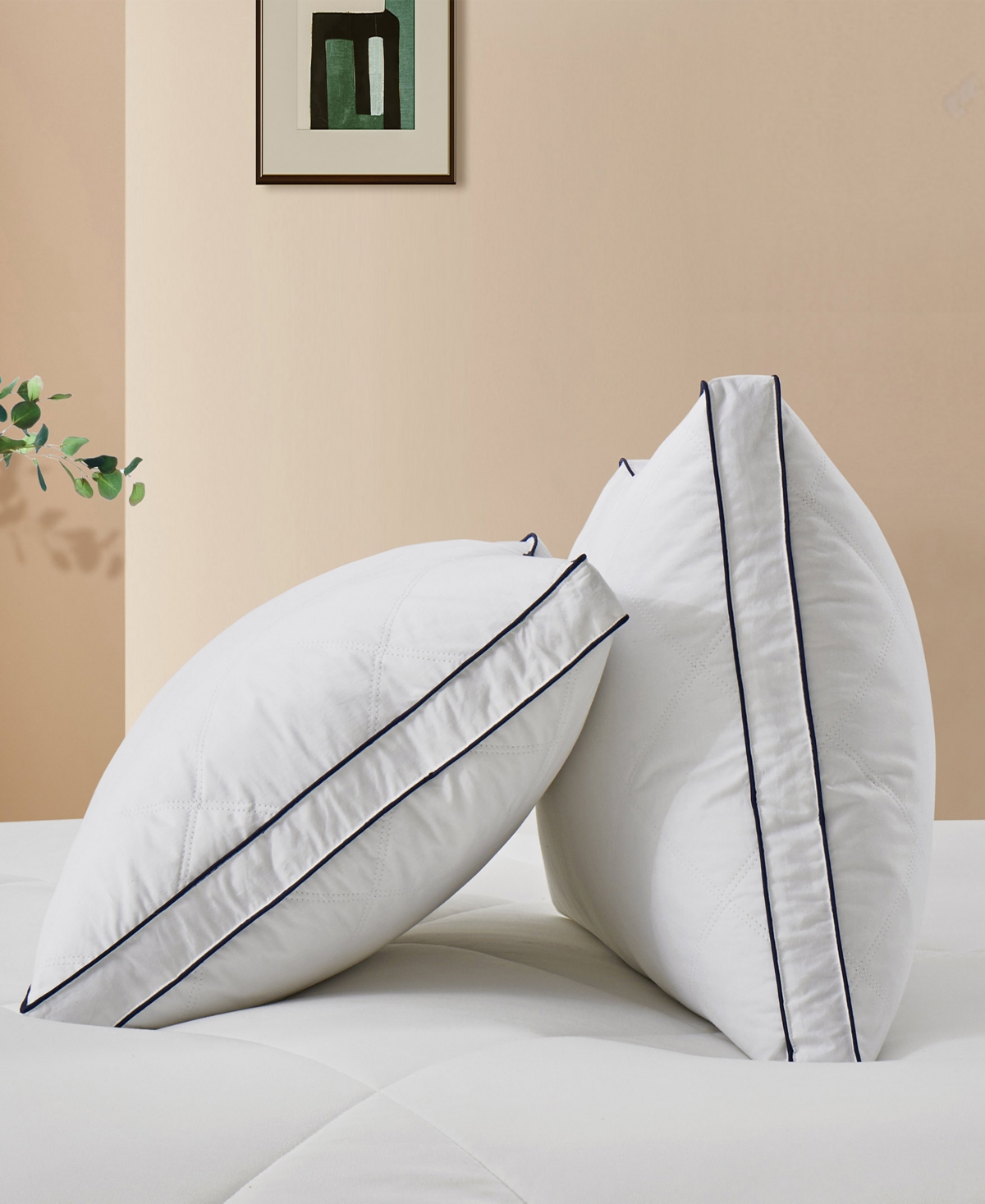 Unikome Diamond Quilted Goose Down Feather 2-Pack Pillow