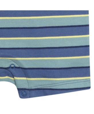 Baby Boys Collared Romper, Blue and Green.