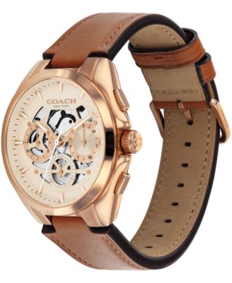 Men's Jackson Saddle Leather Strap Watch, 41.5mm