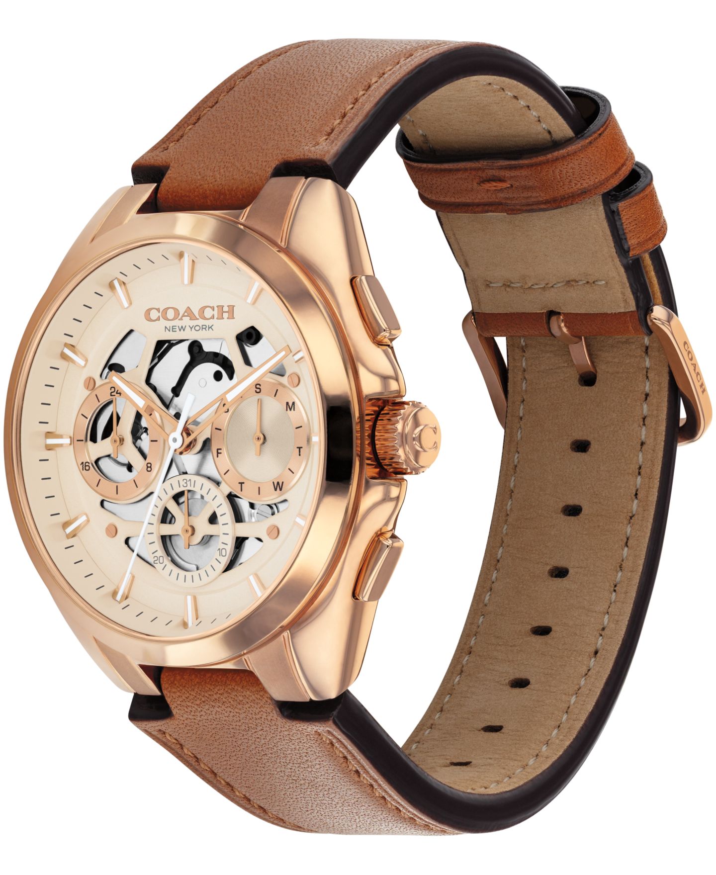 Мужские часы Coach Jackson Saddle Leather Strap Watch 41.5mm — фото 2