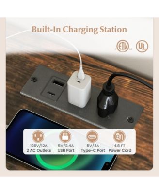 55" L Desk Reversible with 3 Drawers and Adjustable Storage Shelf