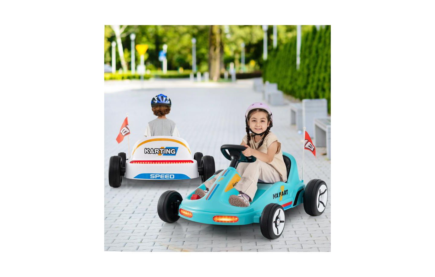 Детская игрушка HONGGE 12V Electric Go Kart with Remote Control, 33"L x 27.5"W x 18"H, 1-Seat Ride-On Toy, Ages 3+, цвет: Синий — фото 8