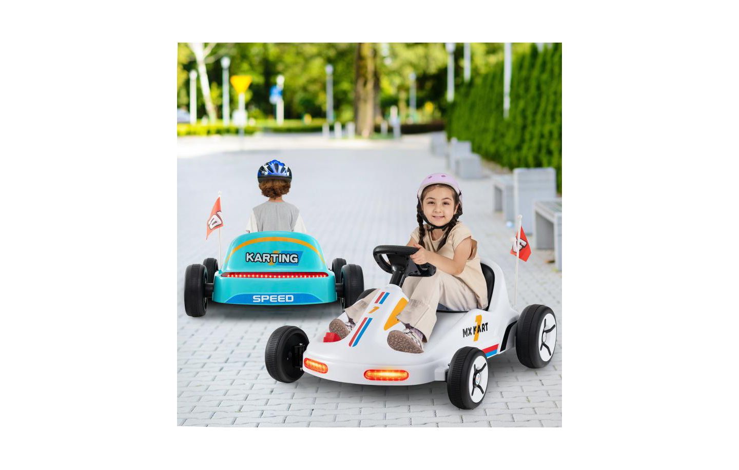Детская игрушка HONGGE 12V Electric Go Kart with Remote Control and LED Lights, Ages 3+, цвет: Белый — фото 4