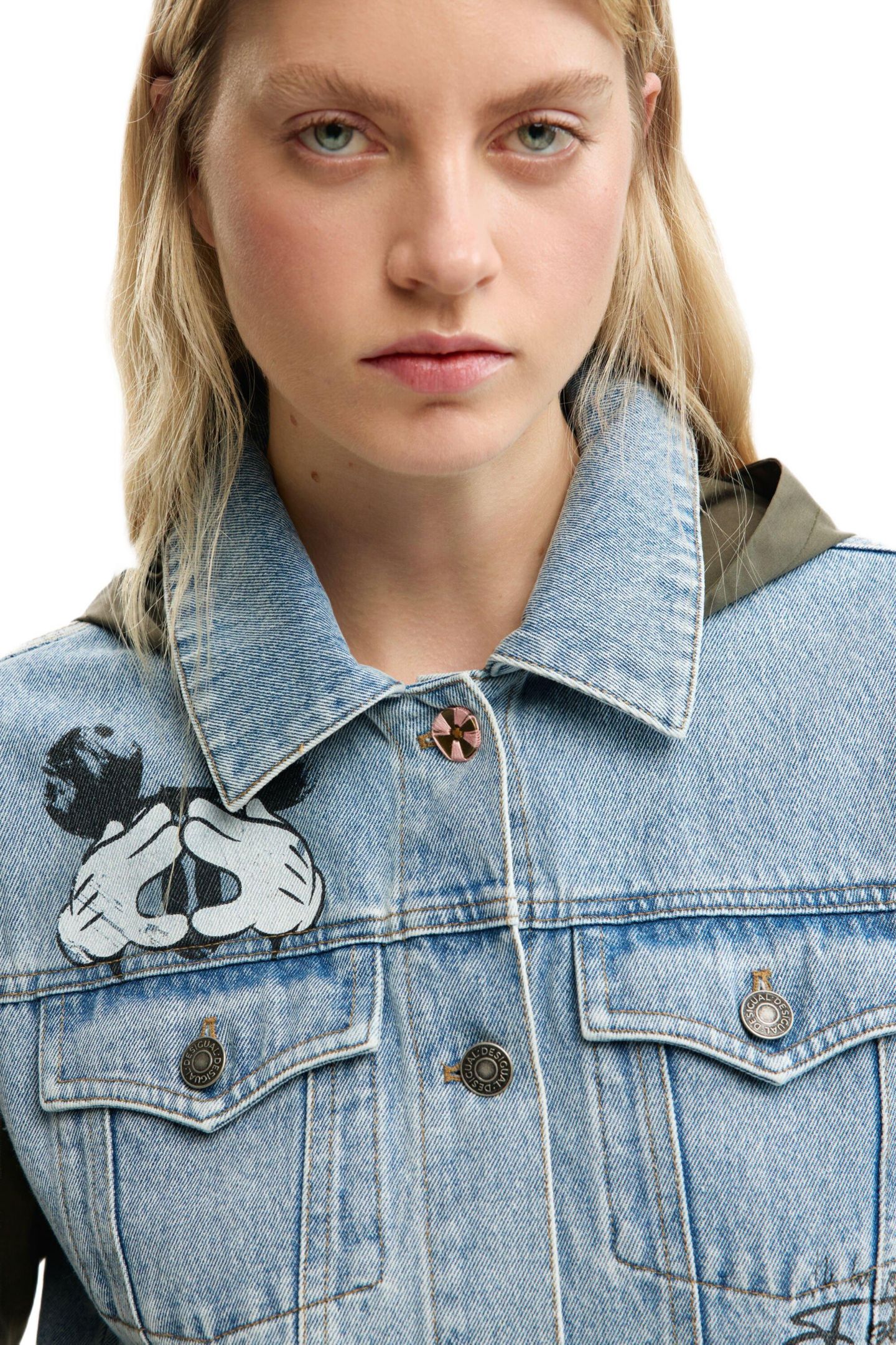 Женская куртка Desigual Bimaterial parka Mickey Mouse, цвет: Средний синий — фото 3