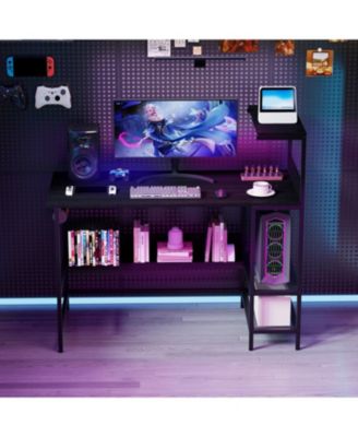 Computer Desk 48 Inch with Power Ports and Storage Organizer