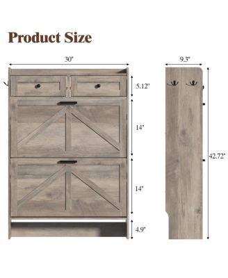 Rustic Farmhouse Narrow Shoe Cabinet Entryway Hallway Large Capacity Slim Storage Rack