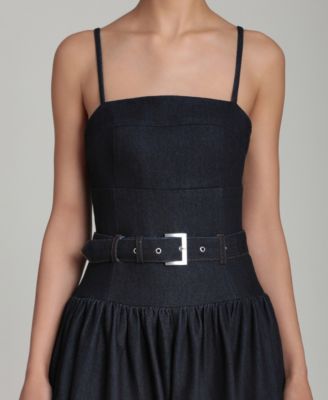 denim dress with skirt Denim Sleeveless Pocket Long Midi Dress main image 1