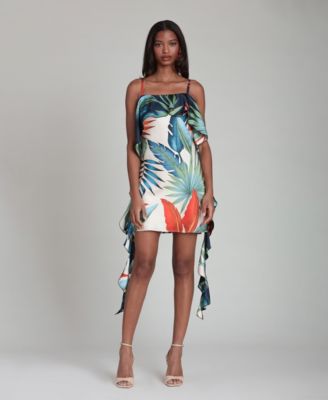 asymmetrical draped short dress ASYMMETRICAL WRAP LONG DRESS in cherry red – Marcia Wear main image 0