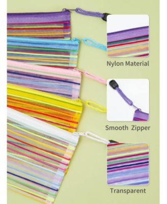 40pcs Zipper Mesh Pouch Storage Pencil Case Multipurpose School Office Cosmetic Travel Accessory