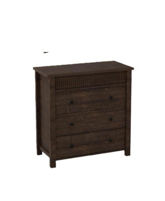 Fluted 3 Drawer Dresser Nightstand Wooden Chest