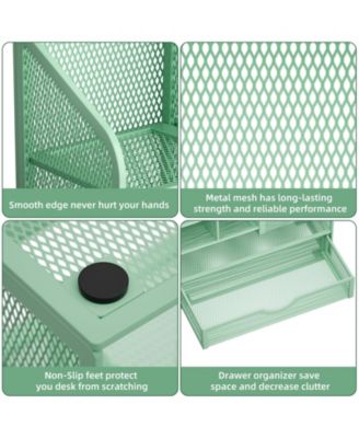 Mesh Pen Holder with Drawer Organizer