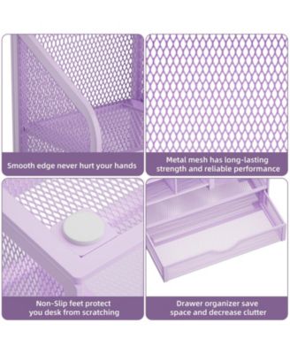 Mesh Pen Holder with Drawer Organizer