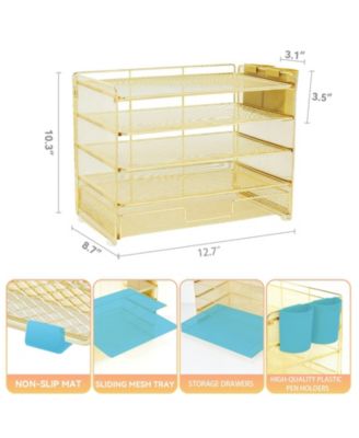 Desk Organizer 5-Tier Letter Tray Drawer Pen Holders File Storage