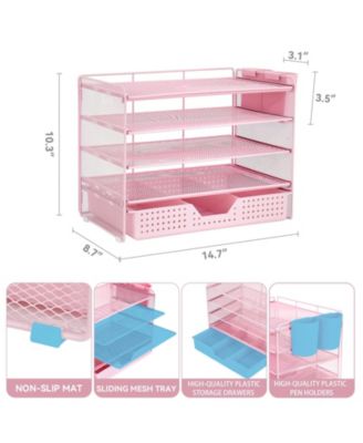 Desk Organizer 5-Tier Letter Tray Drawer Pen Holders File Storage