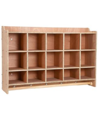 Wall Mounted Cubby Organizer with 15 Compartments and Hooks