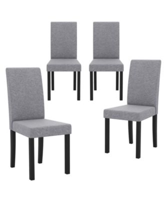 Dining Chair Set of 4 Fabric Upholstered Rubber Wood Legs Side Armless