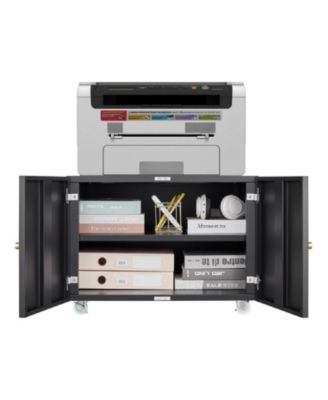 Rolling Metal Printer Cabinet with Storage for Home Office