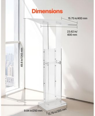 Podium Stand, 50" Acrylic Lectern, Portable Laptop Desk, for Classroom