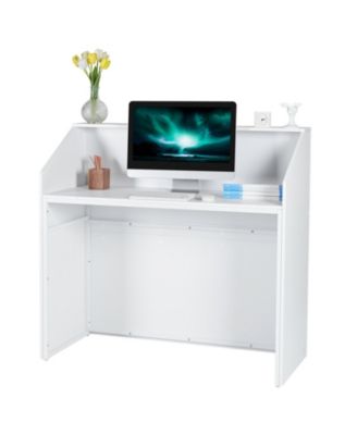 Reception Desk, 46 Inch Rectangular Front Counter Table for Office and Retail Use