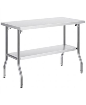 Folding Commercial Prep Table, 48 x 24 Inch, Stainless Steel, 300 lbs Capacity