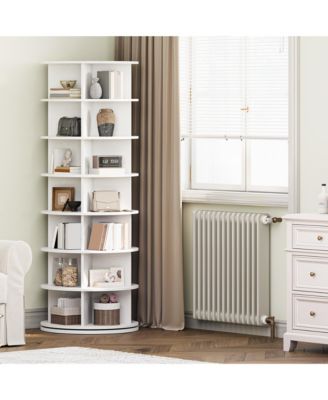 7 Tier Rotating Shoe Rack, White, 360degree(s) Shoe Storage Tower for 28 to 32 Pairs