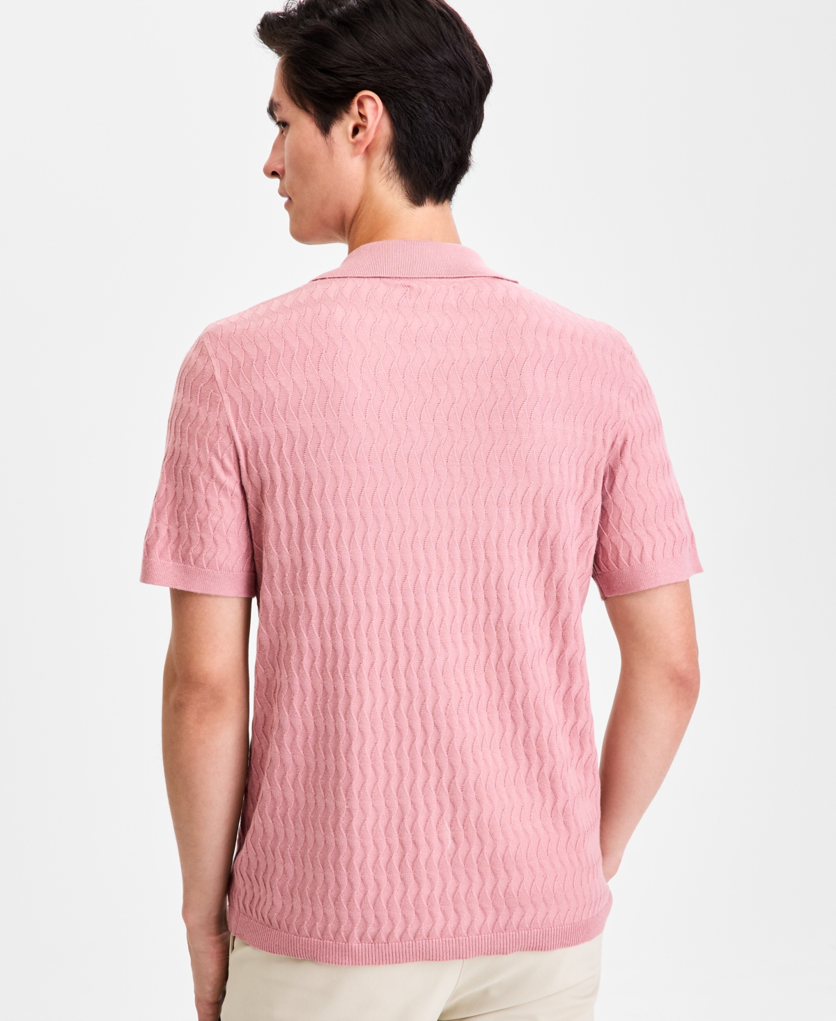 Alfani Men's Short-Sleeve Textured Button Down Sweater, Macy's Exclusive