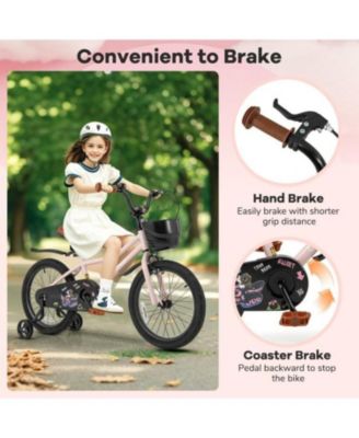 18 Inch Kids Bike with Basket and Adjustable Handlebar-4-8 Years