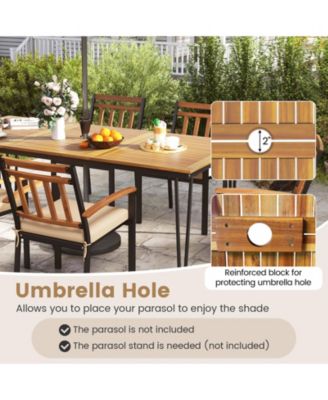 79'' Outdoor Dining Table 8-Person Table w/ 1.9'' Umbrella Hole Patio