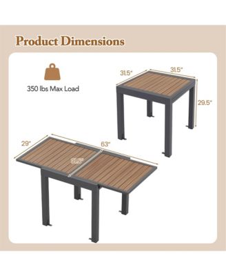 31.5''-63'' Extendable Patio Table L-shaped Brace Included for Fixation Outdoor