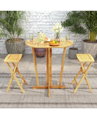 Outdoor Folding Bar Table w/ Oval Tabletop and Cross Base for Patio