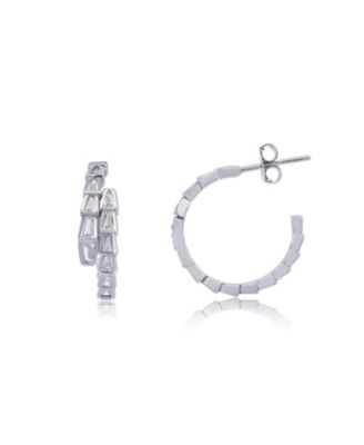 CZ Snake Hoop Earrings Sterling Silver