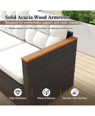 3-Seat Outdoor Wicker Patio Sofa with Deep Seating Cushions