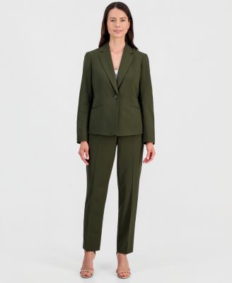 Women's One-Button Notch-Collar Jacket & Fly-Front Slim Pants Suit