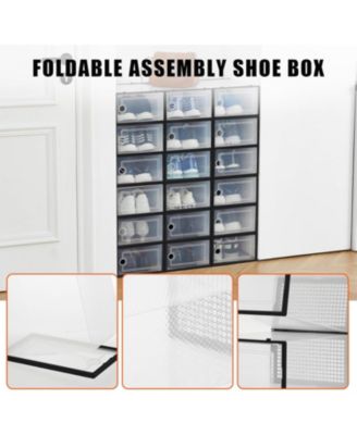 18 Pack Clear Shoe Storage Boxes with Front Doors