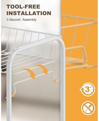 4 Tier Rolling Cart with 360&deg;Wheels, Snack Cart, Removable Wire Baskets