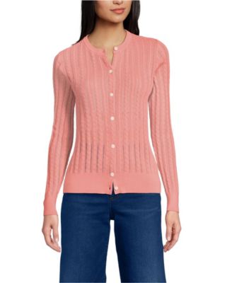 Women's Cotton Pointelle Modern Cardigan Sweater