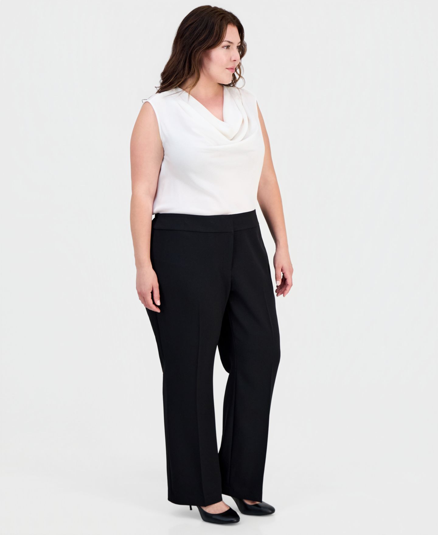Женские брюки Kasper Plus Size High Rise Bootcut, цвет: Чёрный — фото 2