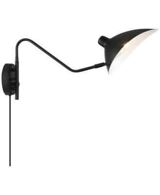 Colborne Modern Swing Arm Wall Lamp Black Metal Plug-in Light Fixture Up Down Shade for Bedroom Bedside Living Room Reading Home House