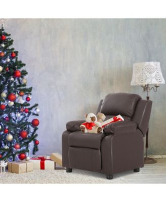 Kids Headrest Recliner Sofa with Flip-Up Storage Arms