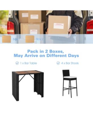 5-Piece Patio Acacia Wood Dining Set with Table and Chairs