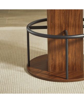 3-Piece Bar Table Set with 31.5-Inch Round Table and 2 Stools with Metal Footrest Ring