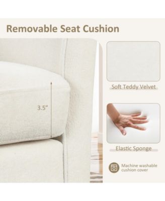 Upholstered Teddy Velvet Barrel Chair with Ottoman Footrest