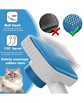 Cat Brush for Long Short Haired Cats Remove Loose Mats Rounded Pins Skin Friendly Easy Clean Grooming Tool
