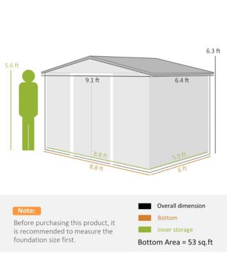 9' x 6' Storage Shed Garden Tool House w/ Vents Doors Light