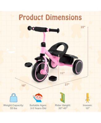 Kids Tricycle, Toddler Trike with Adjustable Seat and Storage Basket