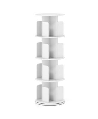 Four Tier Rotating Bookshelf with Dividers and Safety Baffles